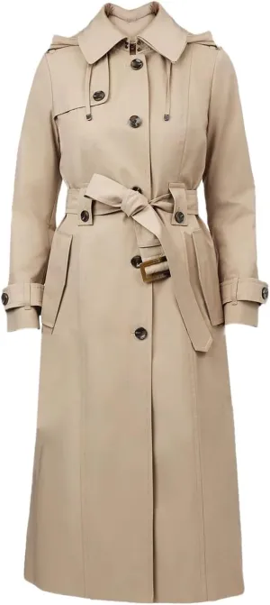 LONDON FOG Women's Khaki Hooded Trench Coat Plus Size (US, Alpha, 3X, Regular, Regular, Stone)