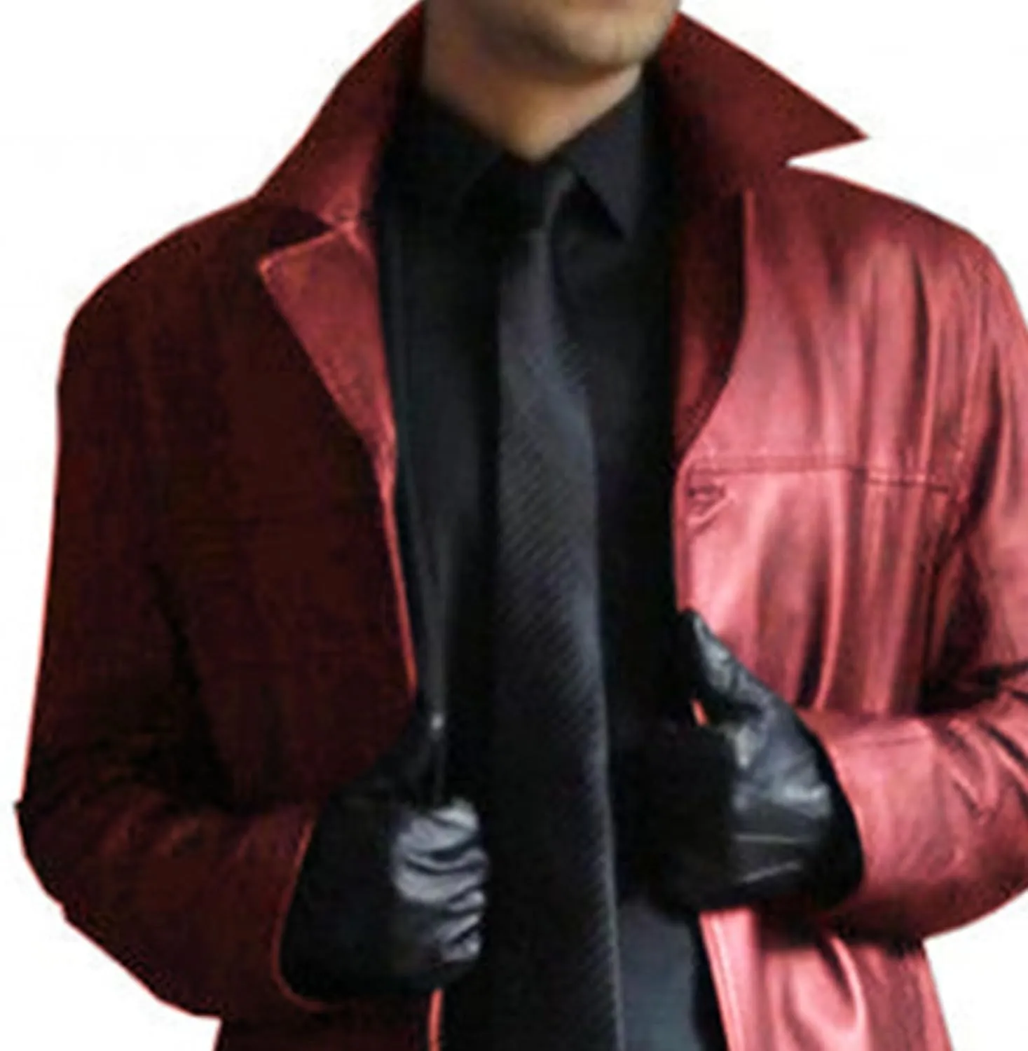 Long Leather Jakcet for Men Retro Slim Fit Motorcyle Trench Coat Full Length Faux Leather Overcoat Windbreaker