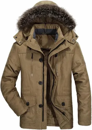 Long Outdoor Jakcket Wool Liner Hooded Jacket Snow Parkas Thicken Men Winter Plush Hooded Padded Cotton Coat