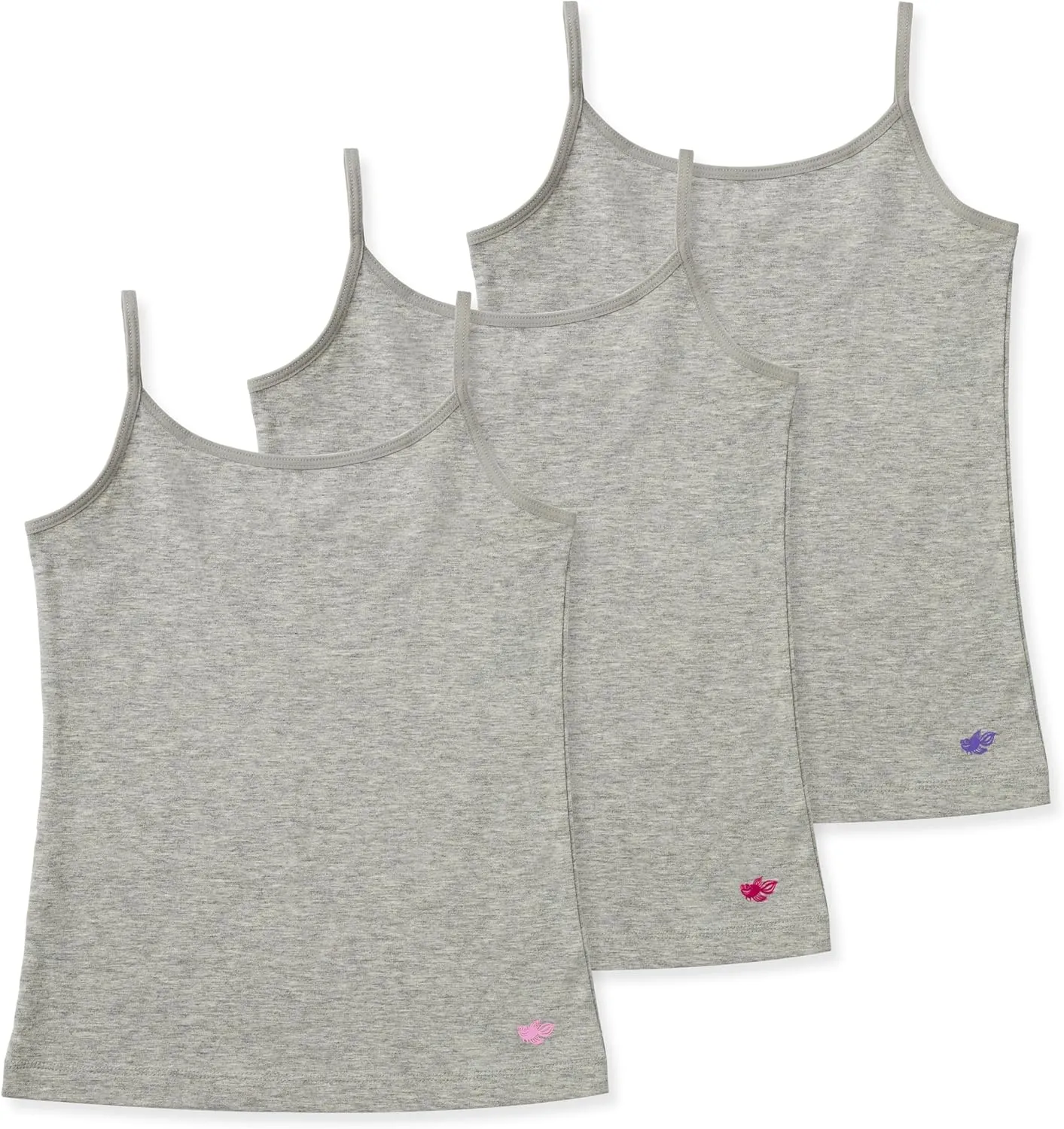 Lucky & Me | Emma Girls Camisoles | Longer Length w/Adjustable Straps | Tagless | Wear on Its Own Or Layering Top | 3-Pack