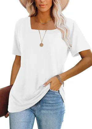 Lunivop Womens Tops Casual V Neck Short Sleeve Solid Color Basic T Shirt