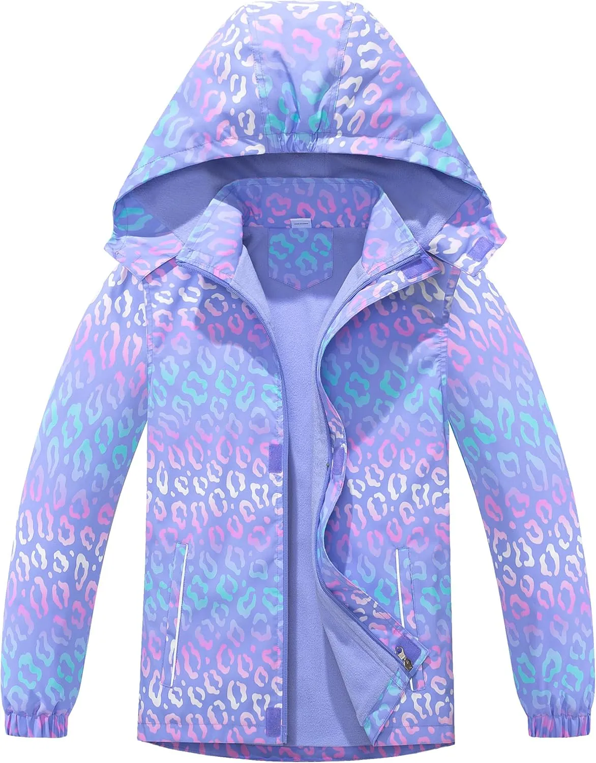M2C Girls Outdoor Floral Fleece Lined Light Windproof Jacket with Hood