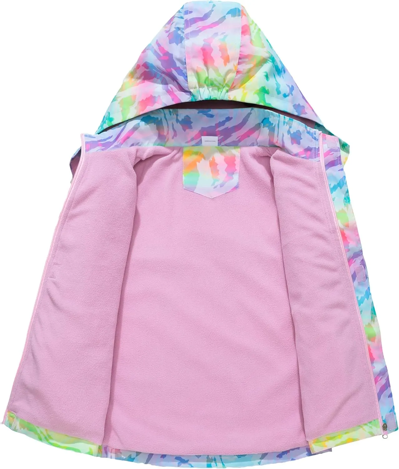 M2C Girls Outdoor Floral Fleece Lined Light Windproof Jacket with Hood