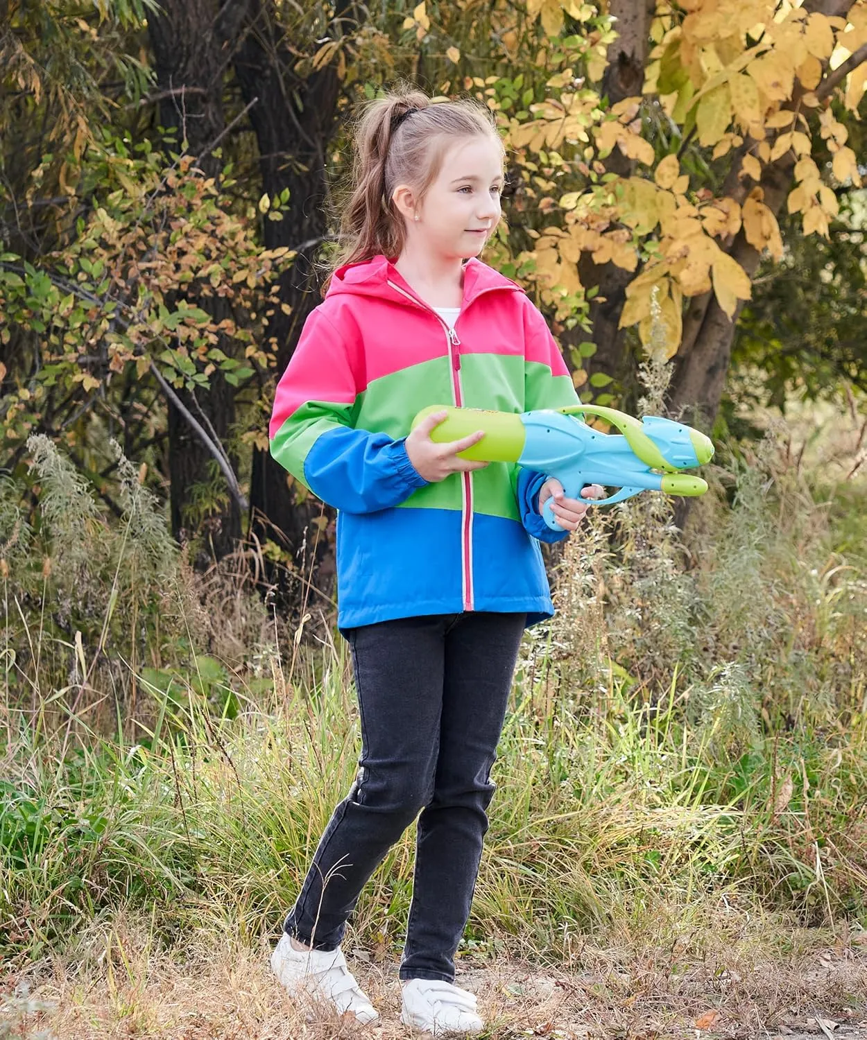 M2C Girls Outdoor Floral Fleece Lined Light Windproof Jacket with Hood
