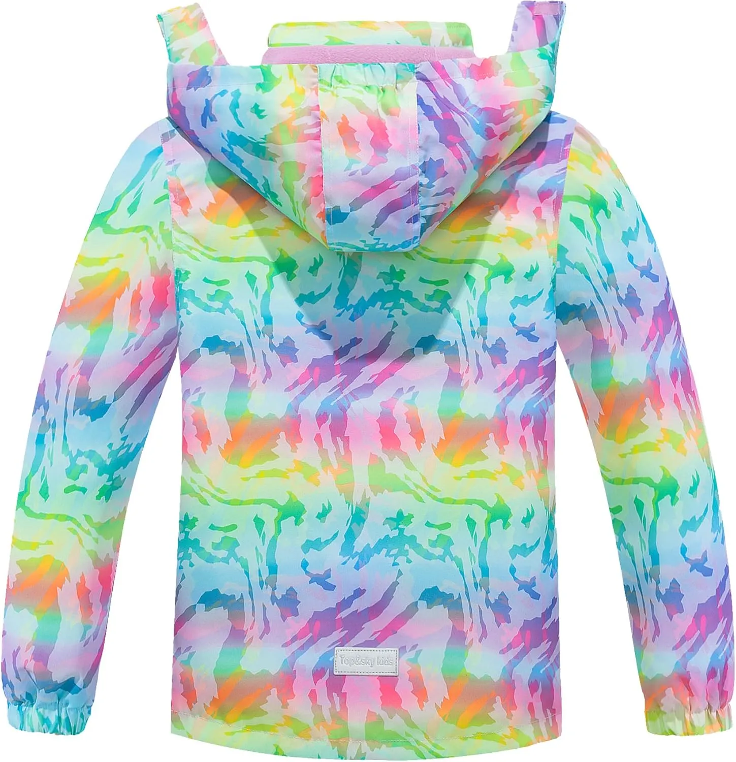 M2C Girls Outdoor Floral Fleece Lined Light Windproof Jacket with Hood