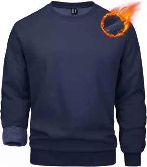 MAGCOMSEN Men's Crewneck Sweatshirt Long Sleeve Casual Warm Fleece Pullover