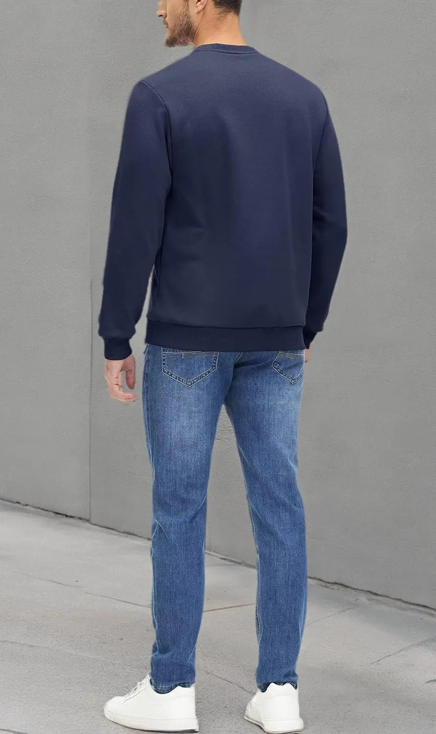 MAGCOMSEN Men's Crewneck Sweatshirt Long Sleeve Casual Warm Fleece Pullover