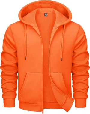 MAGCOMSEN Men's Hoodies Full Zip Up Sweatshirt Fleece Lined Midweigt Hooded Jacket with Pockets Casual Sports Sweater