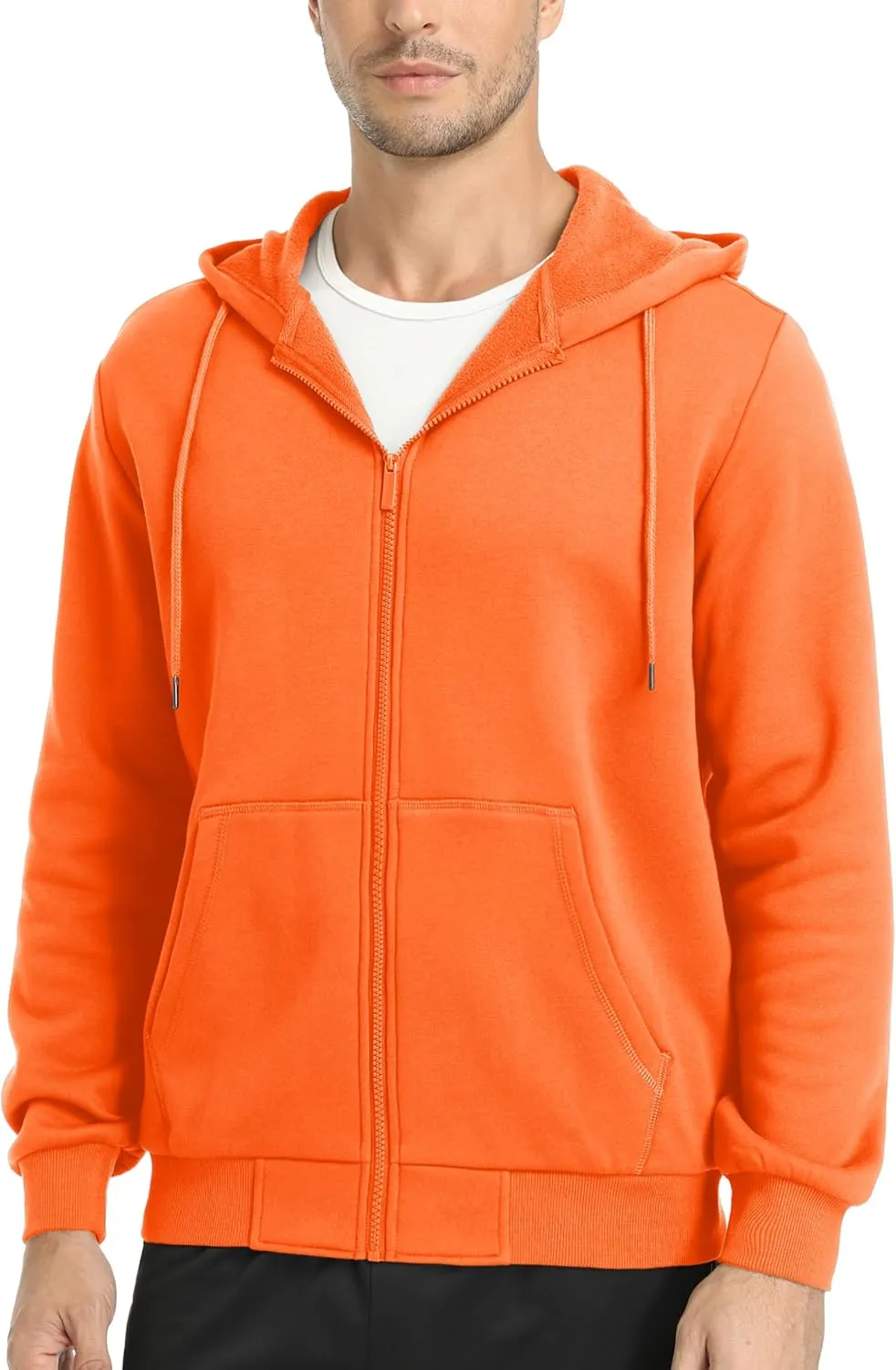 MAGCOMSEN Men's Hoodies Full Zip Up Sweatshirt Fleece Lined Midweigt Hooded Jacket with Pockets Casual Sports Sweater