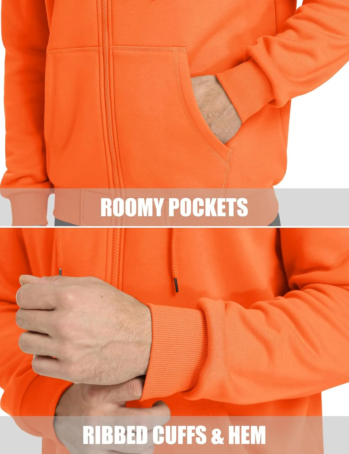 MAGCOMSEN Men's Hoodies Full Zip Up Sweatshirt Fleece Lined Midweigt Hooded Jacket with Pockets Casual Sports Sweater