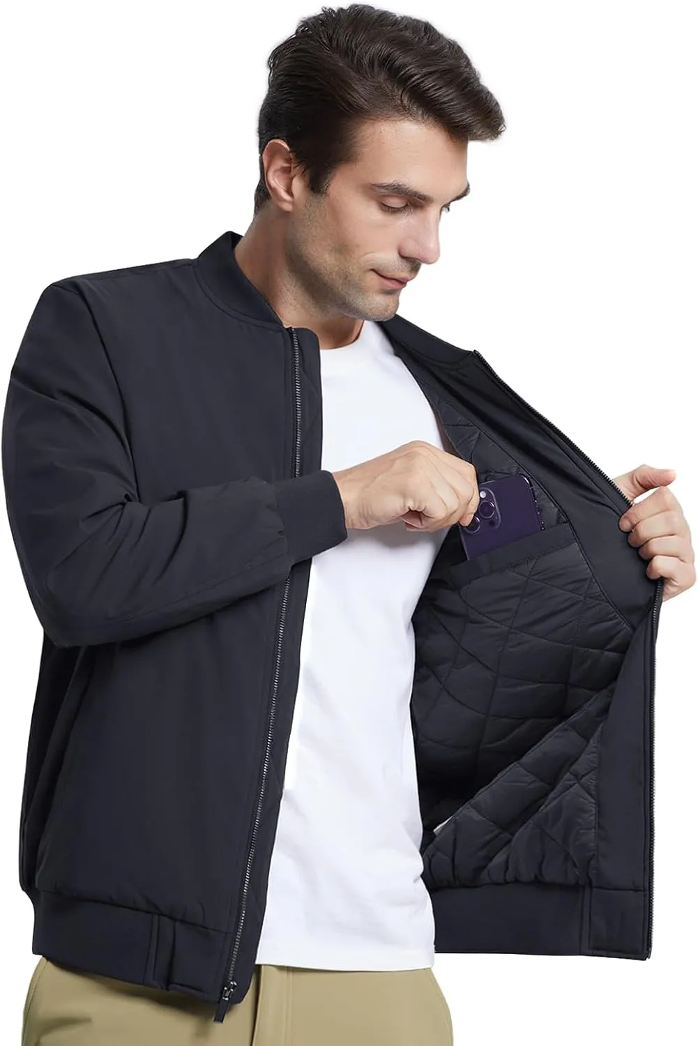 MAGNIVIT Men's Winter Bomber Jacket Windproof Warm Full Zipper Outer Wear Casual Flight Jacket Coat with Pockets