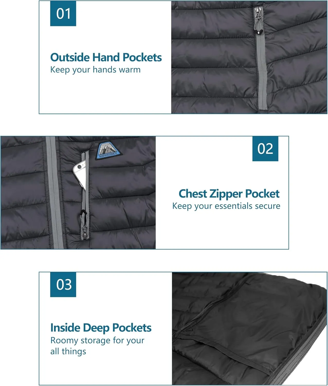Mapamyumco Men's Packable Lightweight Puffer Jacket Hooded Windproof Winter Coat with Recycled Insulation