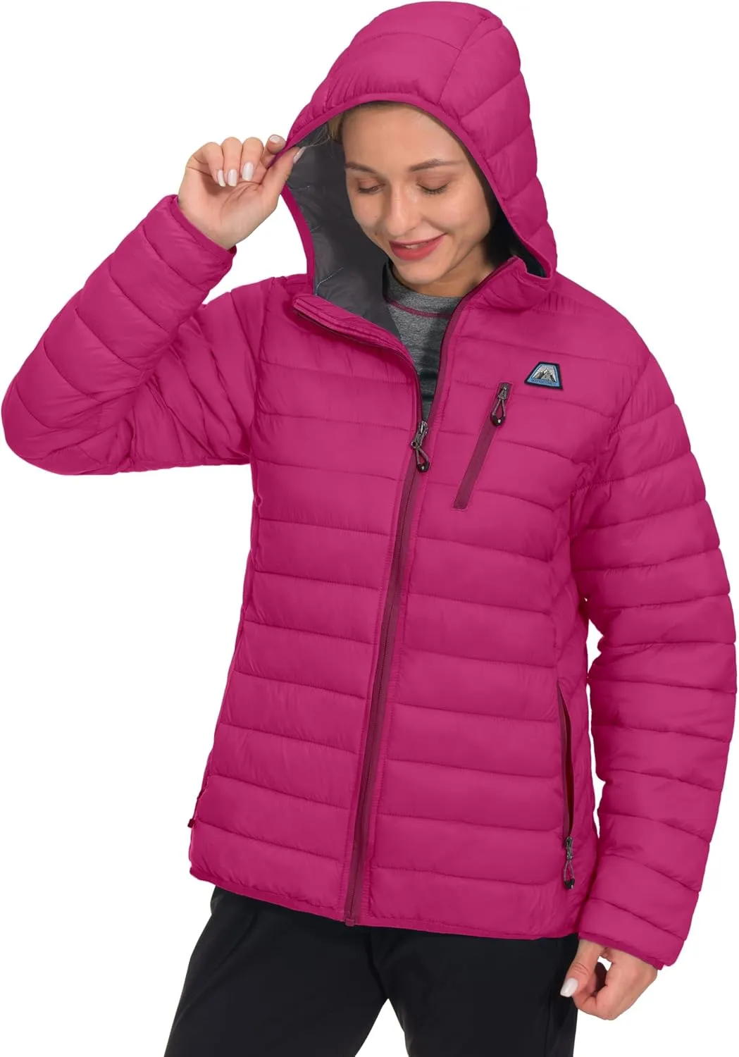 Mapamyumco Women's Puffer Jacket, Lightweight Hooded Winter Coat Windproof and Packable