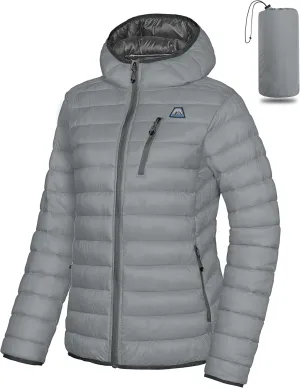 Mapamyumco Women's Puffer Jacket, Lightweight Hooded Winter Coat Windproof and Packable