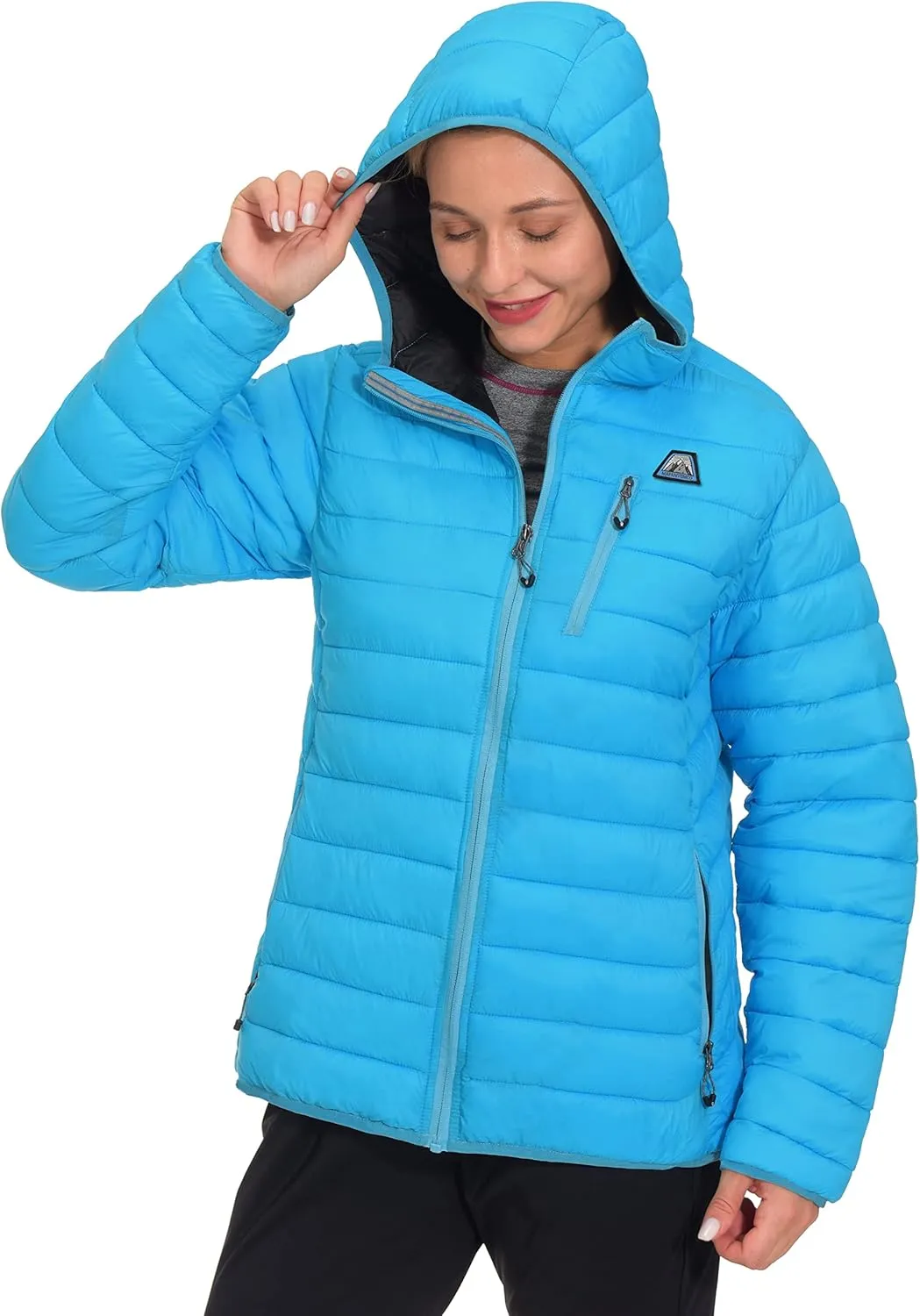 Mapamyumco Women's Puffer Jacket, Lightweight Hooded Winter Coat Windproof and Packable