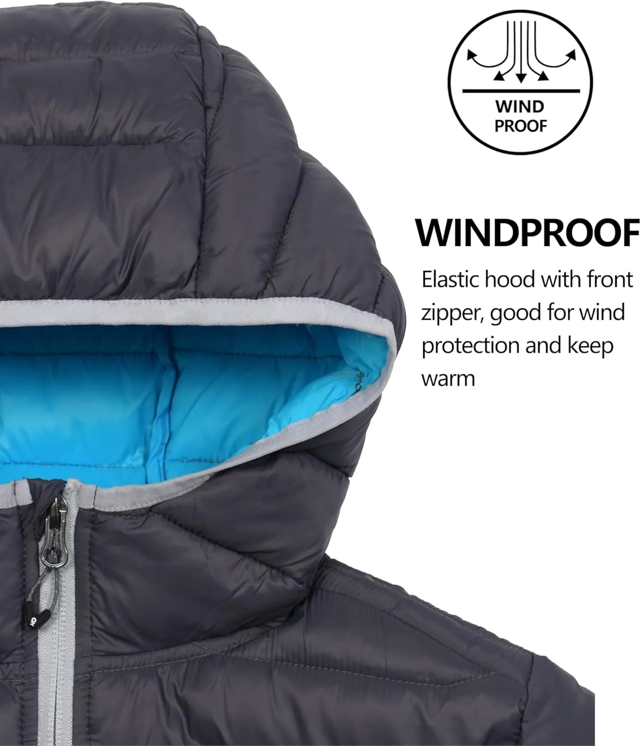 Mapamyumco Women's Puffer Jacket, Lightweight Hooded Winter Coat Windproof and Packable