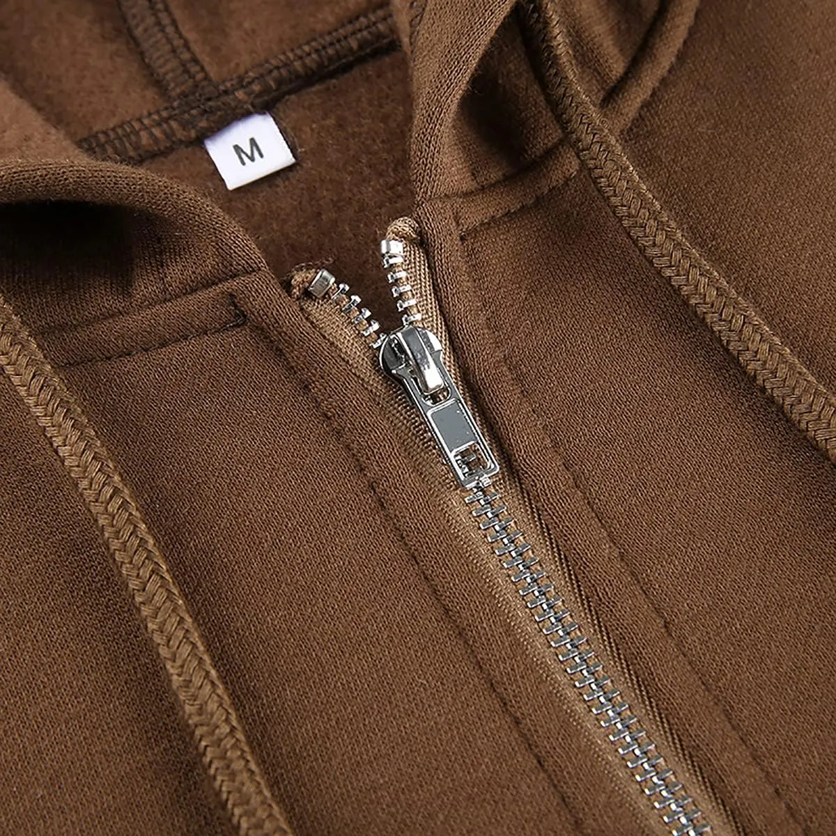 Meladyan Women Oversized Solid Zip Up Hoodie Drawstring Hooded Long Sleeve Fleece Vintage Sweatshirts Jackets Pockets 90s