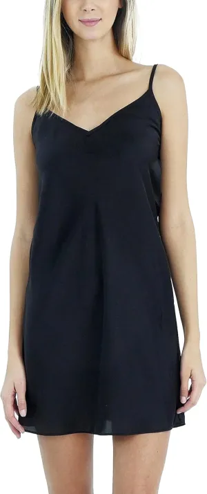 MELODY Women V neck bias cut satin camisole full slip dress