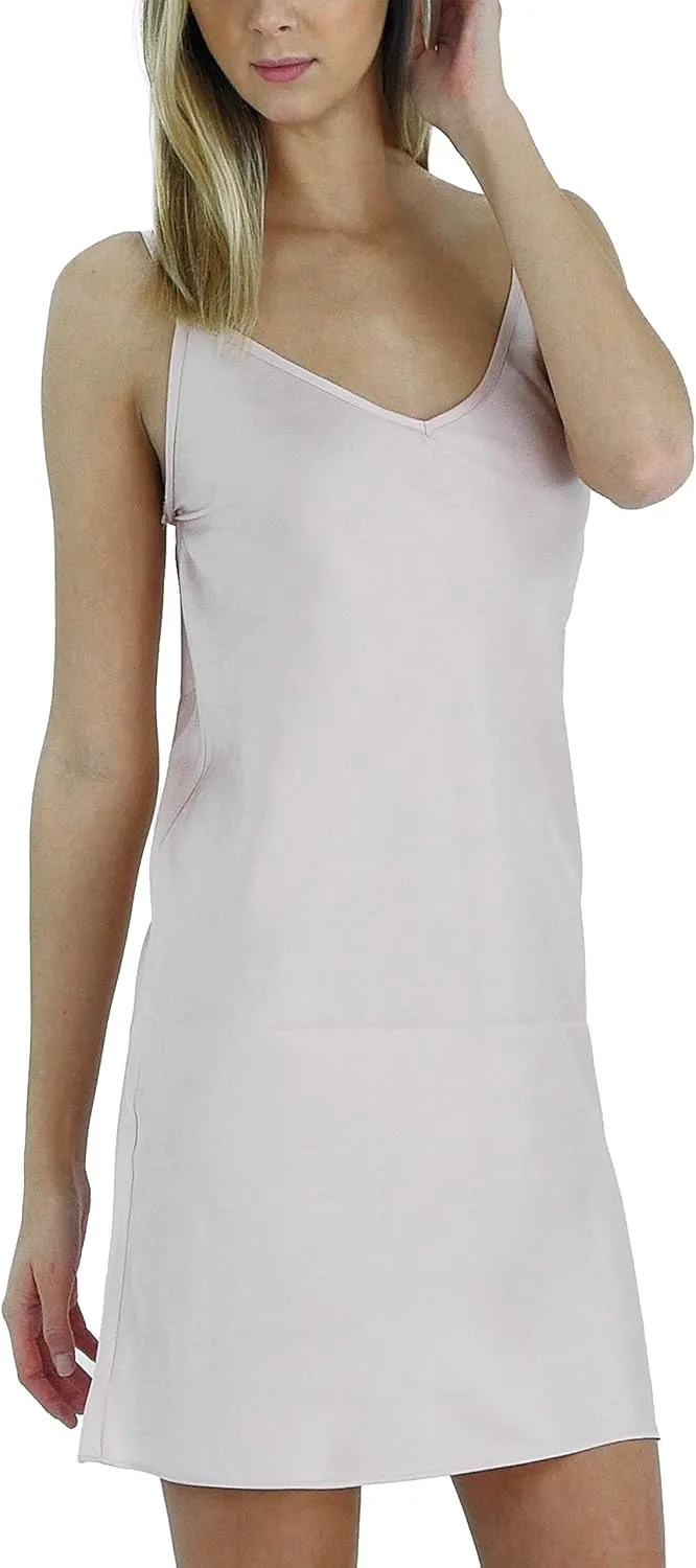 MELODY Women V neck bias cut satin camisole full slip dress
