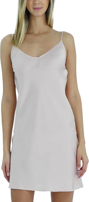 MELODY Women V neck bias cut satin camisole full slip dress