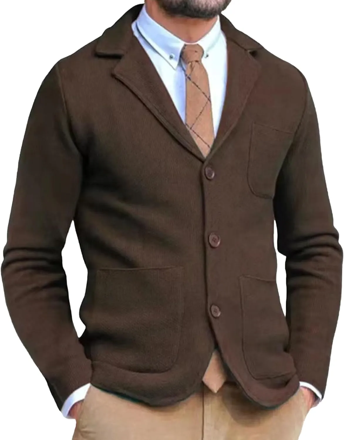 Men Blazer Knit Cardigan Shawl Collar Button Blazer Cardigan Shawl Collar Buttons Knit Cardigan Sweater