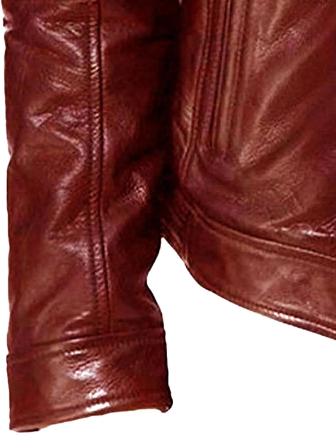 Men Faux Leather Zip Up Jacket Stand Collar Leather Motorcycle Jacket Lightweight Bomber Outwear PU Coat