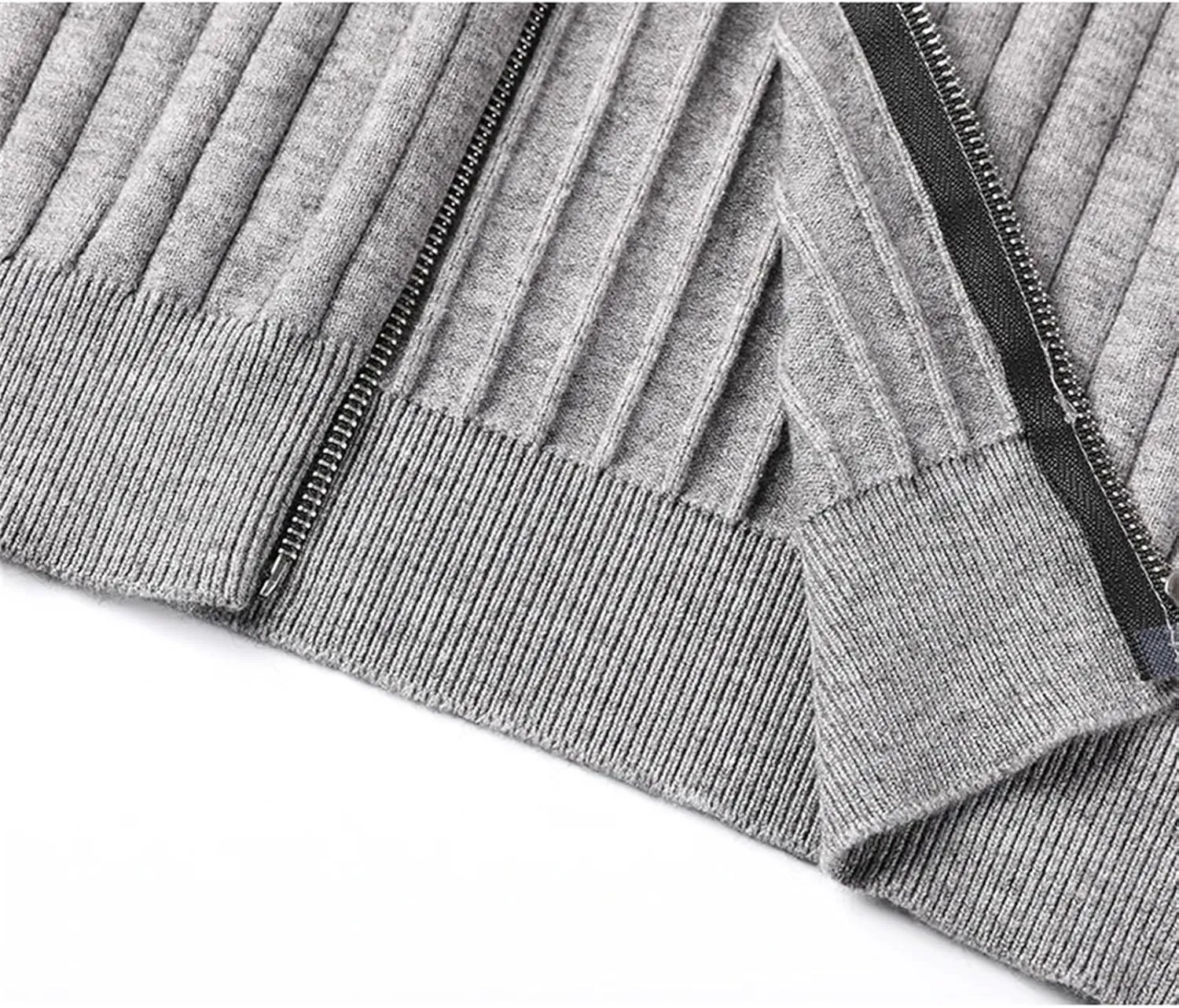Men Sports Stylish Mock Neck Zipper Knit Jackets Long Sleeve Knitwear Cardigan