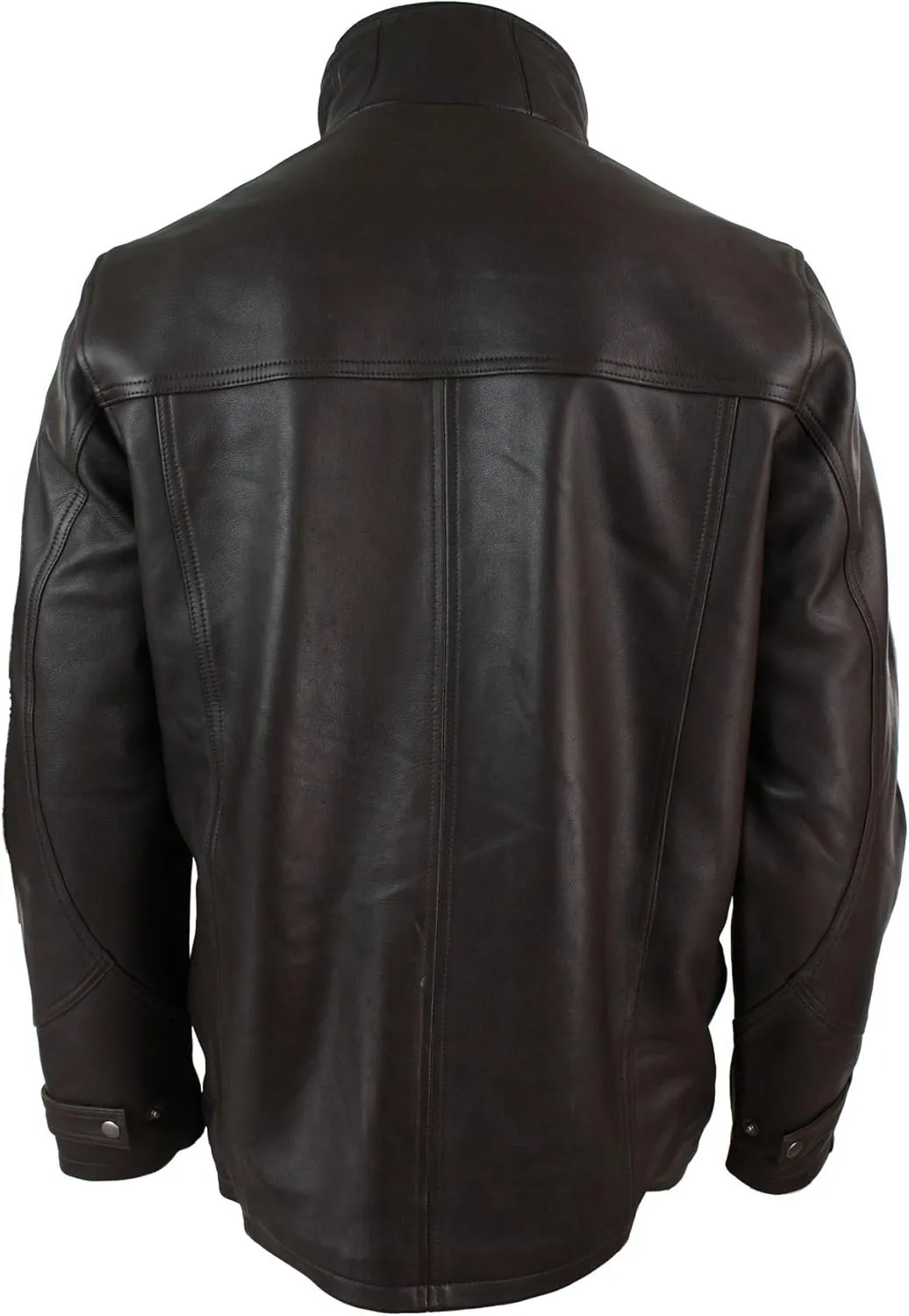 Mens 3/4 Real Leather Safari Jacket Overcoat Removable Double Zip Black Brown