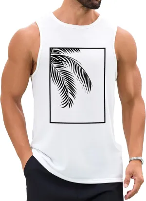 Mens Beach Tank Tops Summer Hawaii Vacation Graphic Muscle Palm Tree Sleeveless Shirts