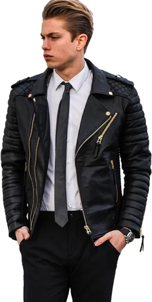 Men's Black & BROWN Genuine Lambskin Leather Biker Jacket VINTAGE REAL MOTORCYCLE JACKETS FOR MEN