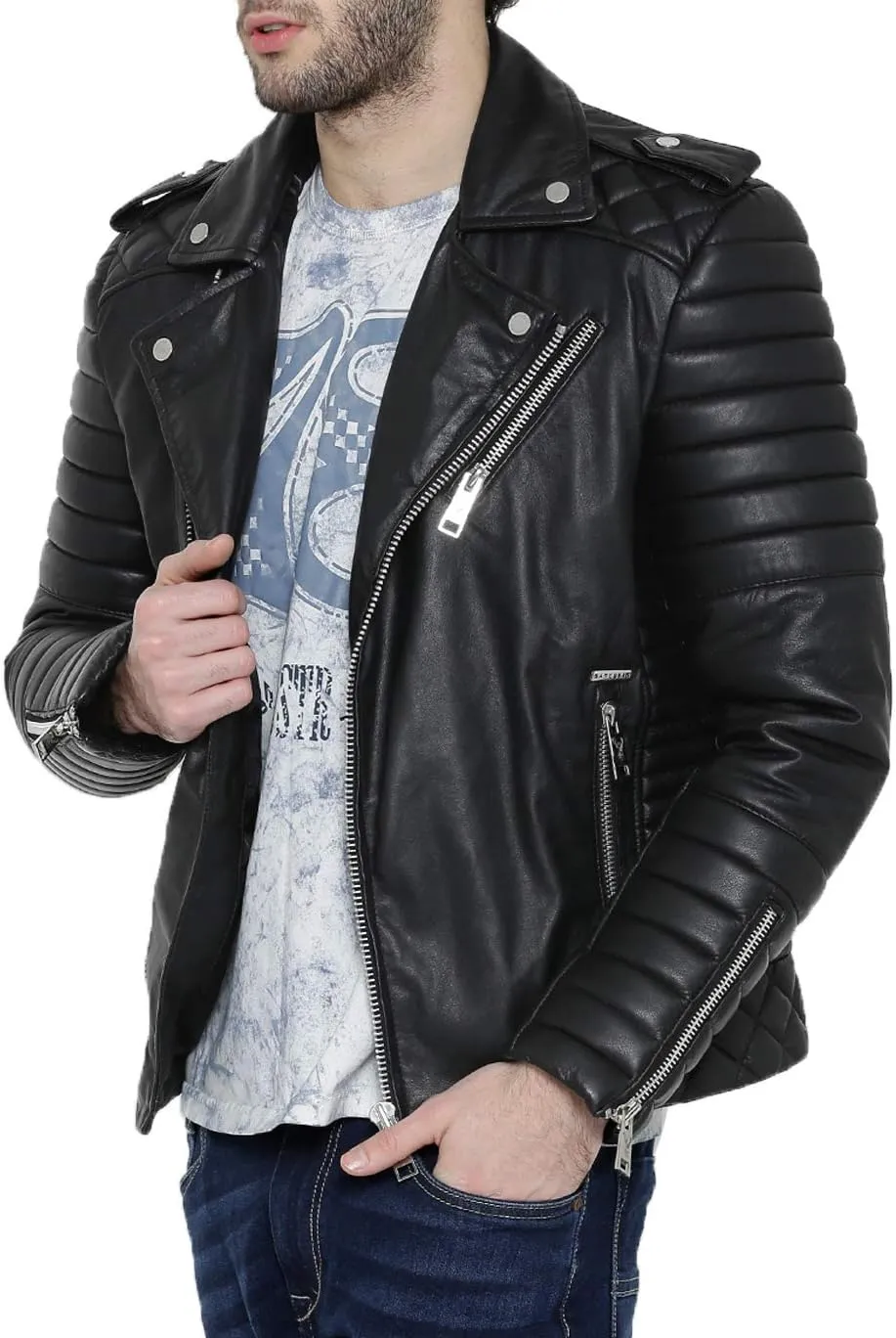 Men's Black & BROWN Genuine Lambskin Leather Biker Jacket VINTAGE REAL MOTORCYCLE JACKETS FOR MEN