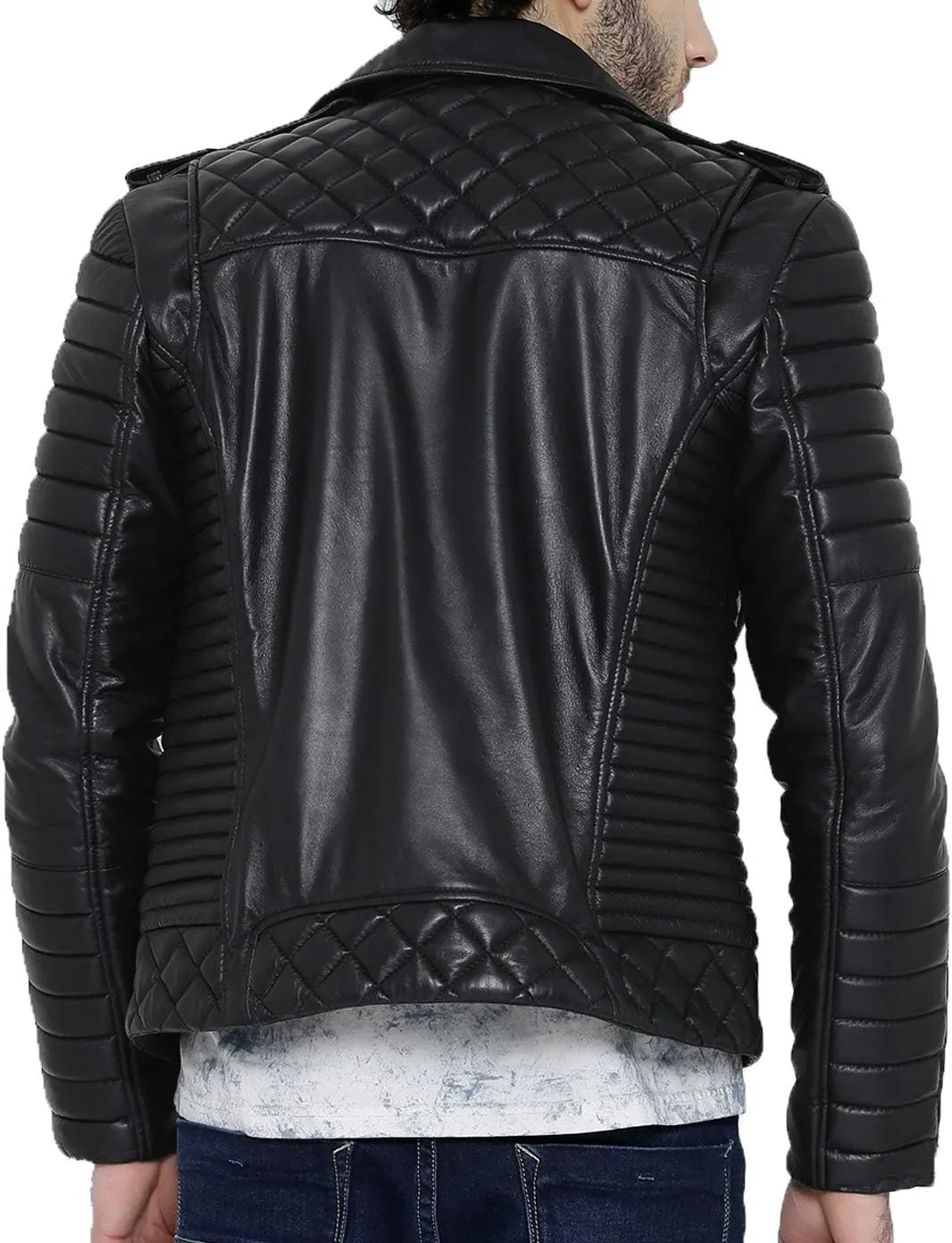 Men's Black & BROWN Genuine Lambskin Leather Biker Jacket VINTAGE REAL MOTORCYCLE JACKETS FOR MEN