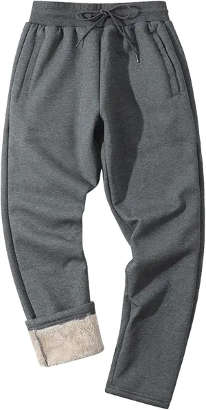 Mens Casual Cotton Sweatpants Drawstring Elastic Waist Wide Leg Pant Loose Fit Baggy Pants House Trousers