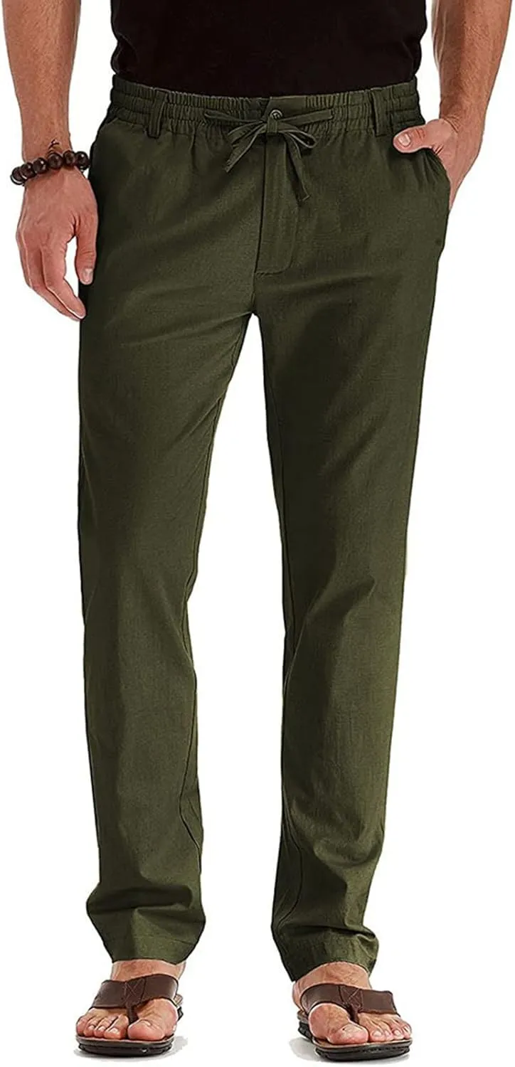 Mens Casual Pants Elastic Waist Drawstring Lounge Pants Lightweight Plus Size Straight Leg Atheltic Sweatpants with Pockets