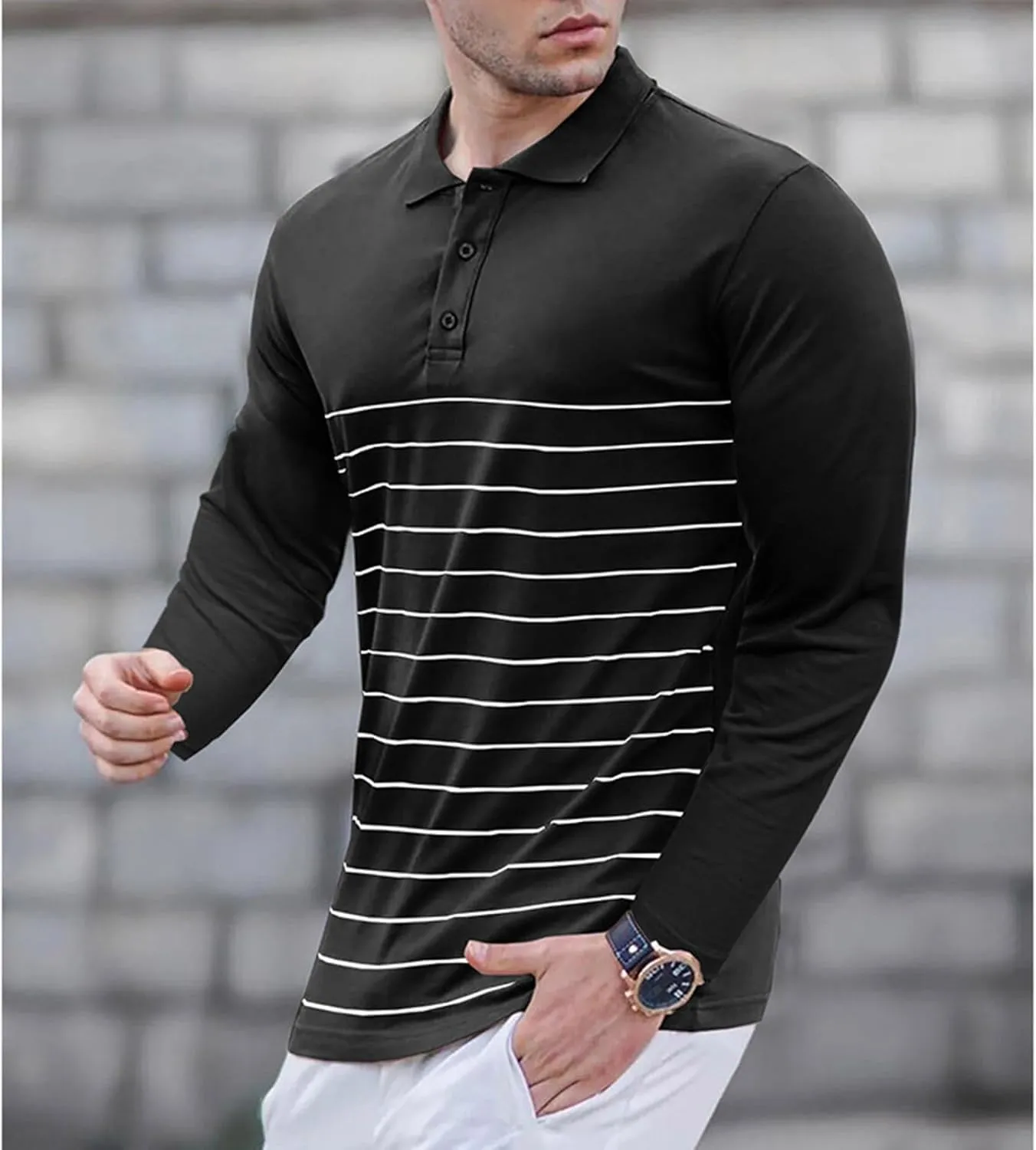 Men's Casual Round Neck Long Sleeve Pullover Printed T-Shirt Blouse Tops, 2024 Tall and Big Mens Tops Fall Trendy