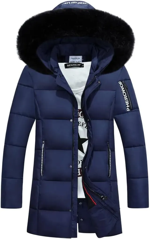 Men's Coat Thick Warm Winter Jacket Men Outwear Male Fit Hood Cotton Padded Long Jacket