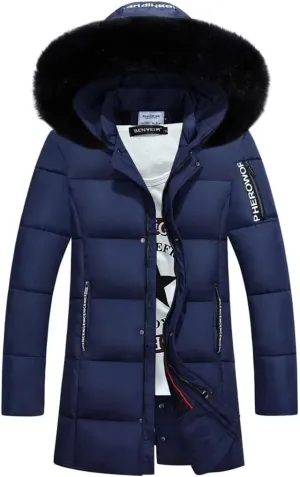 Men's Coat Thick Warm Winter Jacket Men Outwear Male Fit Hood Cotton Padded Long Jacket