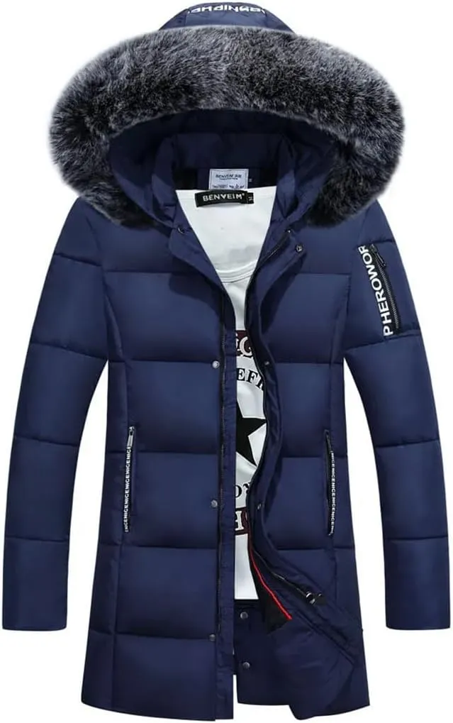 Men's Coat Thick Warm Winter Jacket Men Outwear Male Fit Hood Cotton Padded Long Jacket