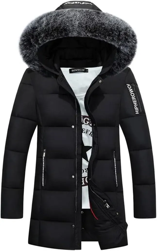 Men's Coat Thick Warm Winter Jacket Men Outwear Male Fit Hood Cotton Padded Long Jacket
