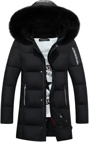 Men's Coat Thick Warm Winter Jacket Men Outwear Male Fit Hood Cotton Padded Long Jacket