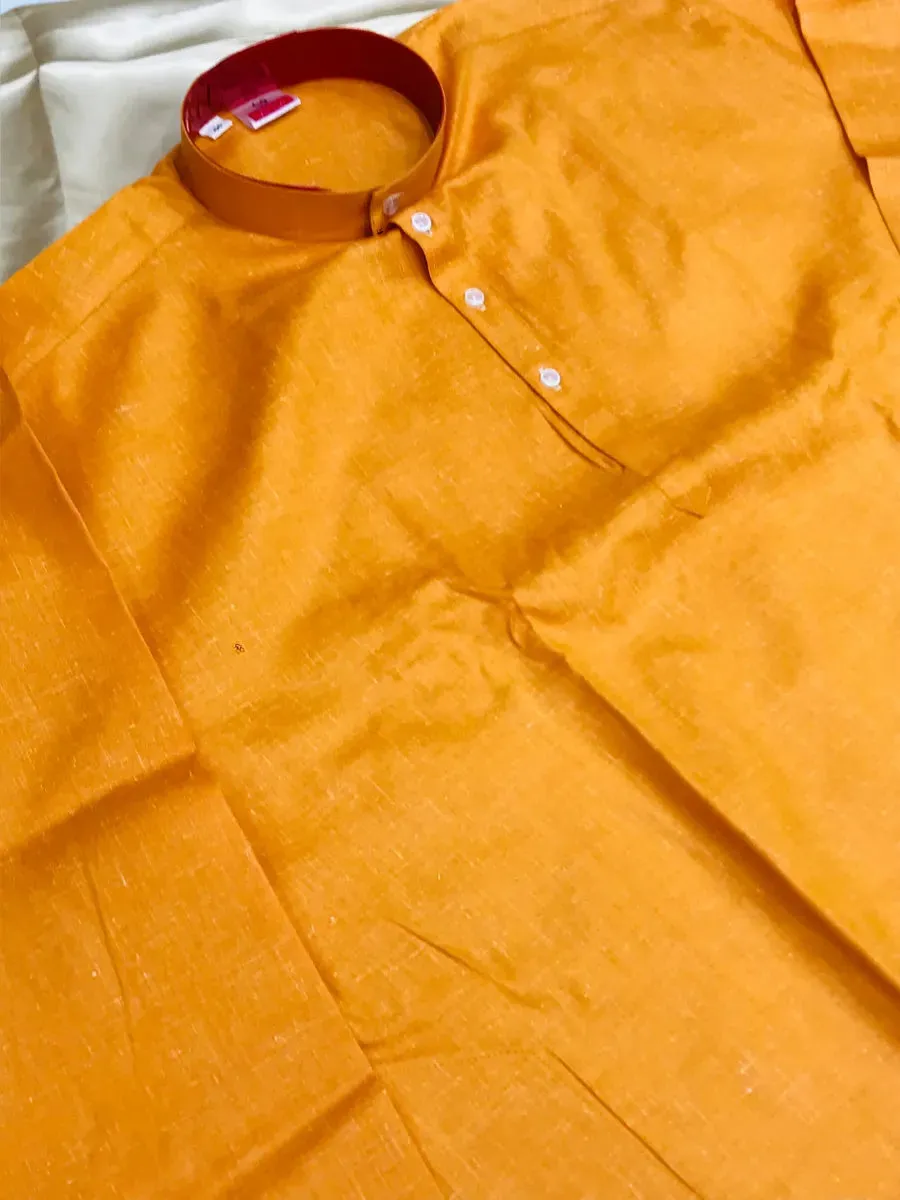 Men's Ethnic Long Kurta With Pajama Set - Mustard Yellow