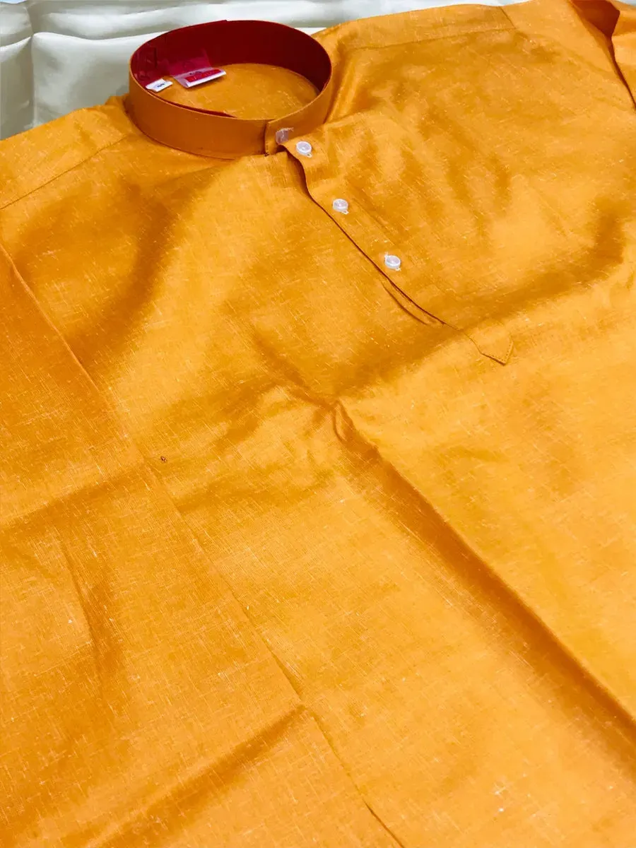Men's Ethnic Long Kurta With Pajama Set - Mustard Yellow