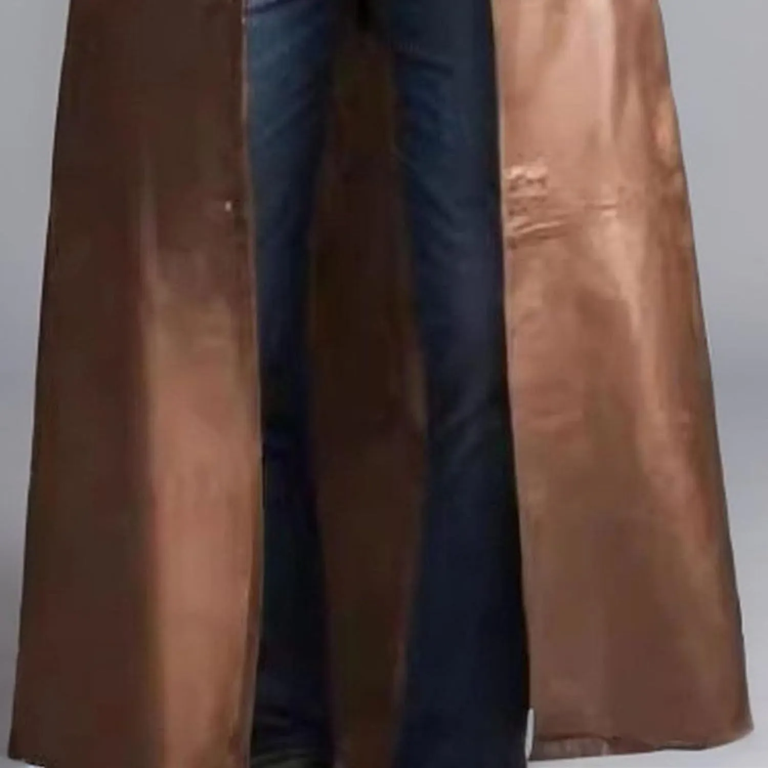 Mens Long Leather Trench Coat Full Length Motorcycle Leather Jakcet Fashion Slim Fit Punk Jacket Overcoat
