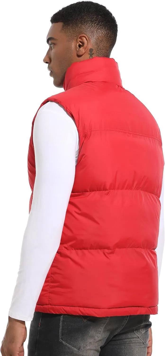 Mens Puffer Vest Winter Warm Puffy Vest Jacket for Men Stand Collar Sleeveless Coat with Pockets Casual Outwear