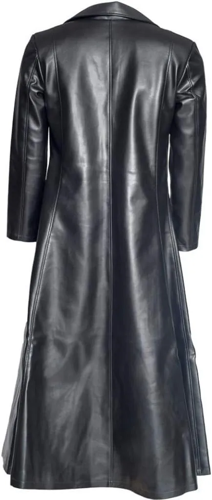 Mens Retro Leather Vintage Long Coat Trench Steampunk Gothic Jacket Overcoat Fashion Leather Gothic