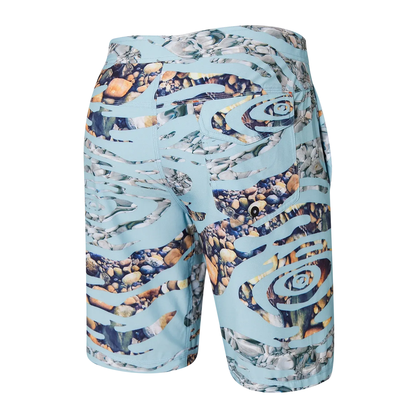 Men's SAXX Betawave Swim Shorts 19" Pattern: Ripple Camo-Fog Blue