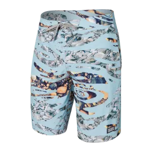 Men's SAXX Betawave Swim Shorts 19" Pattern: Ripple Camo-Fog Blue