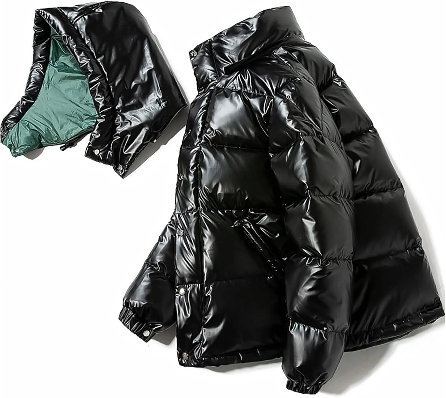 Men's Shiny Thickened Winter Down Coat Puffer Jacket Hooded Padding Warm Glossy Snow Down Jackets Outwear with Hood