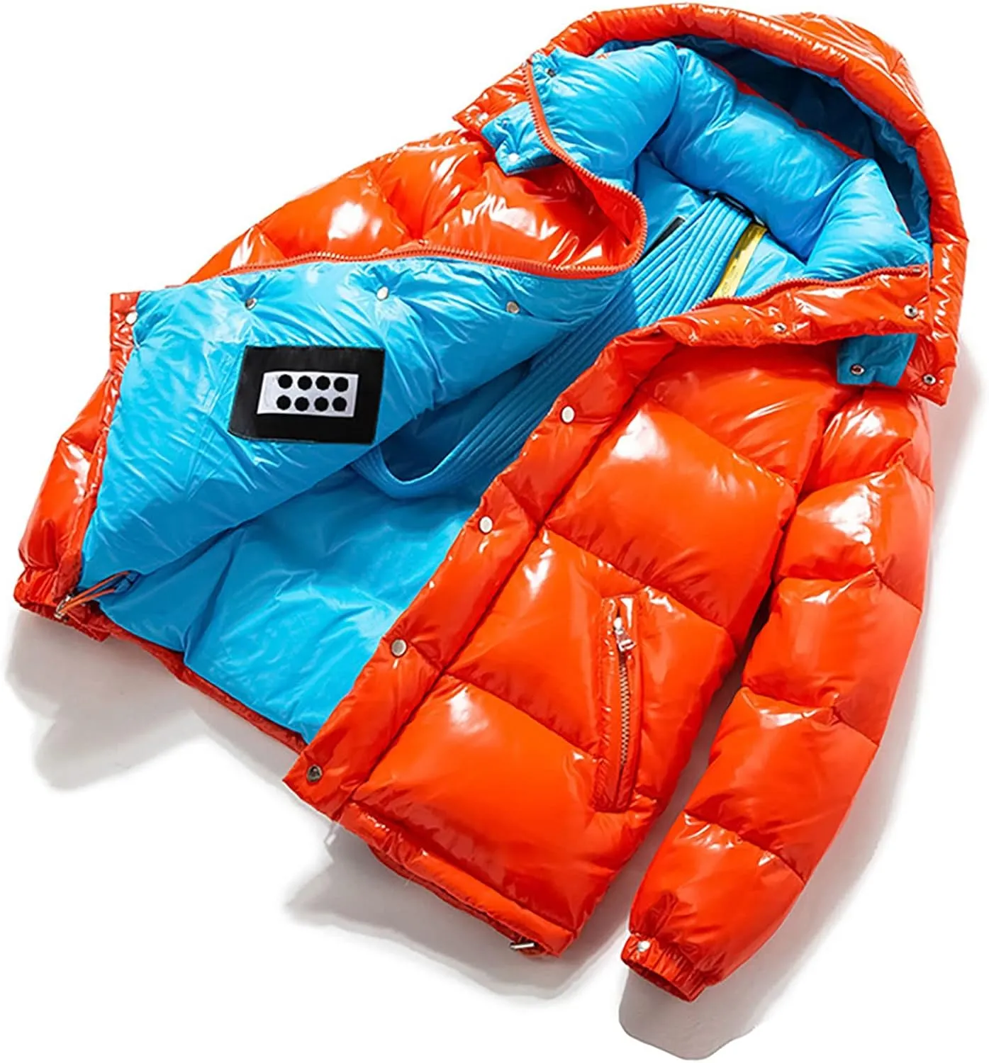 Men's Shiny Thickened Winter Down Coat Puffer Jacket Hooded Padding Warm Glossy Snow Down Jackets Outwear with Hood