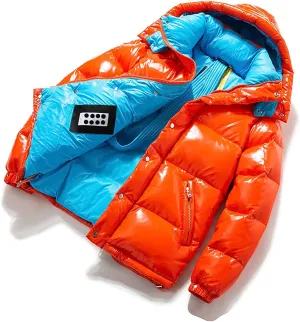 Men's Shiny Thickened Winter Down Coat Puffer Jacket Hooded Padding Warm Glossy Snow Down Jackets Outwear with Hood